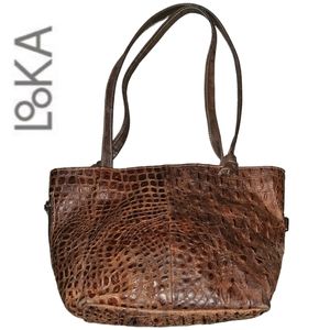 Looka Designer Embossed Leather Tote